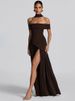 Mozision Off-shoulder Backless Sexy Maxi Dress Women Fashion Strapless Sleeveless Pleated Thigh High Split Club Party Long Dress_ecoleips.com