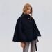 Women’s Wool-Like Long Sleeve Cape Coat – Oversized Tied Belt Lapel Collar Wrap Jacket For Fall & Winter (Navy, Gray)_ecoleips.com