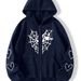 Spider Web Heart Print Fleece Zip-Up Hoodie - Cozy Unisex Pullover With Front Pockets, Warm & Stylish Outerwear For Men And Women_ecoleips.com