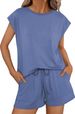 K New Round Neck Loose Short Sleeved Two-piece Set For Women_ecoleips.com