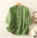 Women's Summer Embroidered Cotton Linen Shirt Loose Casual Top 3 Colors Five Sleeve Short Sleeve New Style_ecoleips.com