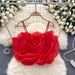 Women's Clothing Camisole Top With Three Dimensional Flowers Chic Versatile Short Summer Tank Top For Fashion Niche Holiday Style_ecoleips.com