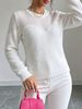 Women Lightweight Breathable Thin Mesh Fuzzy Knit Sweater, Crew Neck Long Sleeve Spliced Heart Hollow Mesh Oversized Loose Soft Casual Knitted Top_ecoleips.com
