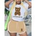 Women's Stylish Sporty T-Shirt & Shorts Set - Breathable Polyester, Trendy Color Block, S-5XL (White/Black/Red/Green/Gray/Khaki)_ecoleips.com