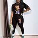 Women's Clothing Spandex Short Sleeve Casual Set, Cute Bear Print Lounge Two-Piece Outfit, Comfy Daily Wear Pajamas_ecoleips.com