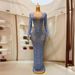 Women's Clothing Stunning Blue Crystal-Embellished Evening Gown – High Waist Floor-Length Dress For Performers, Hosts, Parties & Red Carpet Events_ecoleips.com