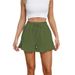 2025s Women's Cotton Linen Shorts With Ruffle Hem, Elastic Waistband, Drawstring, Casual Pants For Women_ecoleips.com