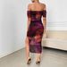 Women's Clothing Hip Skirt Fantasy Red One Shoulder Slit Wave Edge Hot Girl Mesh Dress_ecoleips.com