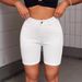 Aria Basics Aria Basics Cross-border European And American High-waisted Denim Shorts, 2025 New Summer White Cycling Mid-length Pants, Stretchy_ecoleips.com
