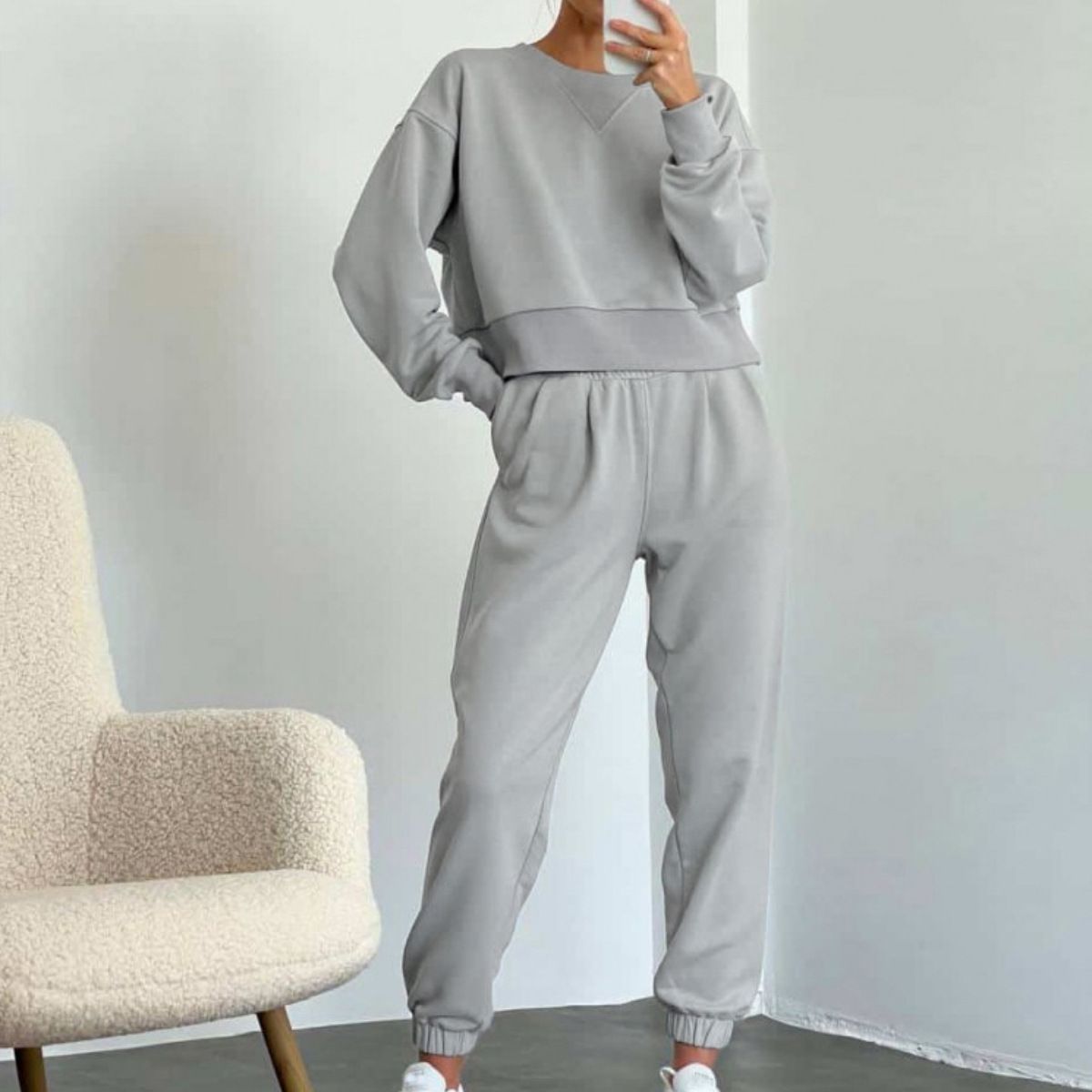 Women's Clothing Solid Color Fashion Casual Long Sleeved Suit_ecoleips.com