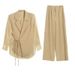 Women's Clothing High grade sun proof suit in summer chiffon splicing two piece jacket, high waist wide leg trousers, two piece suit_ecoleips.com