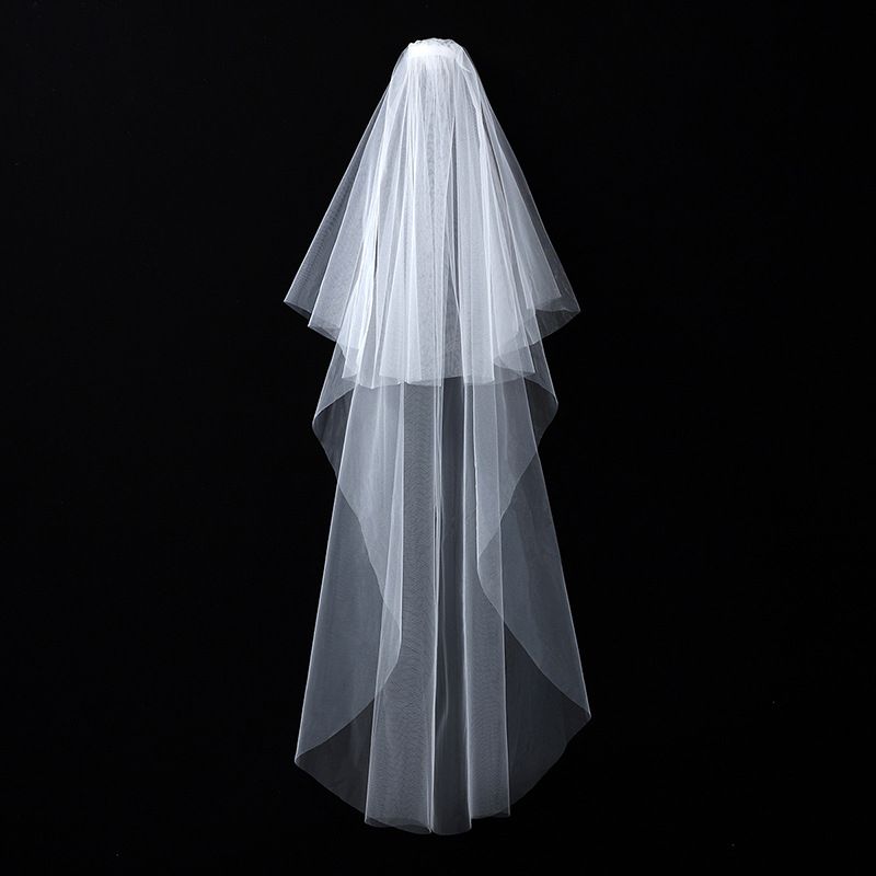 Double-Layer Ethereal Wedding Veil – Vintage-Inspired Cathedral Bridal Headpiece For Boho Ceremonies & Photo Shoots (Soft White, Delicate Tulle)_ecoleips.com