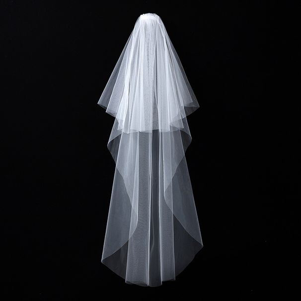 Double-Layer Ethereal Wedding Veil – Vintage-Inspired Cathedral Bridal Headpiece For Boho Ceremonies & Photo Shoots (Soft White, Delicate Tulle)_ecoleips.com