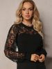 Elegant Lace-Inset Long Sleeve T-Shirt – Breathable Office-to-Evening Blouse For Women_ecoleips.com