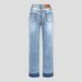 "Women's Slim Fit Flared Jeans - Light Blue Washed Denim With Stitching Detail For Casual Chic"_ecoleips.com