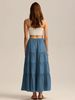 K Half Length Skirt With High Waist, Elastic Tie, Large Swing Skirt, Loose Splicing, Long Skirt For Women_ecoleips.com
