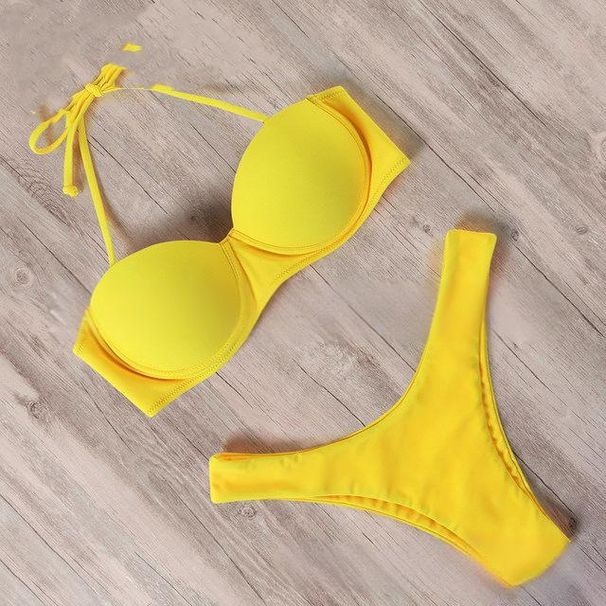 Women's Solid Color & Animal Print Bikini Set - Sexy High Elasticity Swimwear With Underwire For Beach Vacation, Pool Party_ecoleips.com
