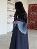 Elegant Muslim Abaya Dress With Gradient Bell Sleeves & Flowy Hem – Modest Long Dress For Women (Available In Wine Red & Navy Blue)_ecoleips.com