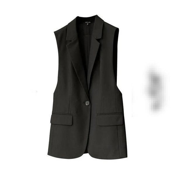 Oversized Blazer Vest For Women – Trendy Sleeveless Waistcoat With Notch Lapel (Black/Khaki, M-3XL)_ecoleips.com