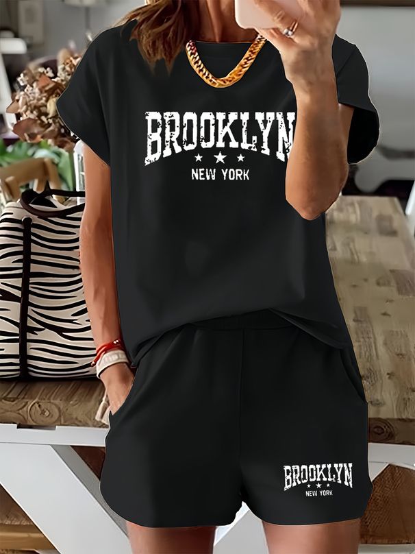 Women’s 2 Piece Outfit Set – Oversized Graphic T-Shirt And Biker Shorts Matching Set, Casual Summer Lounge Tracksuit For Daily Wear-336_ecoleips.com