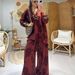 Oversized Printed Lounge Set – Flowy Drawstring Pants & Long-Sleeve Top With Botanical Motifs (M-Xxxl, Grey/Blue/Green/Red)_ecoleips.com