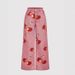 Women's Clothing Sweet Cherry Print Wide-Leg Jeans – High-Waisted Retro Denim (Pink, Sizes 26-31, Comfort Fit)_ecoleips.com