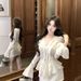 Gentle Style Women's Suit With Ruffled Bell-sleeve Shirt And High-end Summer Slim-fit Sexy Skirt Two-piece Set_ecoleips.com