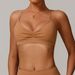 Women's Quick Drying V-Neck Yoga Bra Cross Back Gathered Sports Fitness Underwear for Running_ecoleips.com