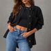 Women's Oversized Boyfriend Denim Jacket Button Down Long Sleeve Two Piece Casual Outerwear_ecoleips.com