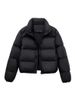 "Women's Short Puffer Jacket Winter Coat With Scarf Collar, Thickened Warm Zip Up Outerwear Loose Fit Casual Streetwear 3D Effect, Black, S/M/L"_ecoleips.com
