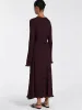 Tossy Knitwear Fashion Loose Maxi Dress Women Lace-Up High Waist Ribbed Long Sleeve Party Dress Female Knit Bandage Long Dress_ecoleips.com
