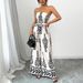 Women's Clothing Spring And Summer Printed Jumpsuit Wide Leg Slim Fitting Lace Up Jumpsuit_ecoleips.com