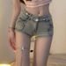 American Style Girl High Waist Denim Ultra Shorts 2025 Spring Summer New Slim Fit Hip-hugging Wide-leg Hot Pants_ecoleips.com