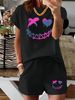 Women’s 2 Piece Outfit Set – Oversized Graphic T-Shirt And Biker Shorts Matching Set, Casual Summer Lounge Tracksuit For Daily Wear-296_ecoleips.com