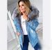 Women's Retro Denim Jacket Mid-Length Distressed Fur Collar Vintage Warm Outerwear Elegant Fashion Daily Wear_ecoleips.com