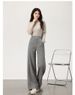 K Women's New High Waisted Straight Leg Pants With Plush And Thick Casual Wide Leg Pants_ecoleips.com