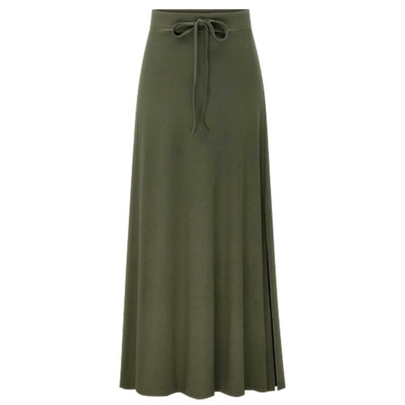Women's Clothing Plus Size Women's Fashion Knitted Skirt 200 Pounds High Waist Medium And Long Slit A Line Skirt Elastic Over The Knee_ecoleips.com