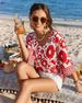 Youtalia Womens V Neck 3/4 Sleeve Bohemian Casual Blouses Loose Fit Tunic Tops Shirt Boho Floral Vacation Clothes_ecoleips.com