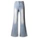 American Retro Cream-colored Stretch Denim Flared Pants, 2025 Autumn And Winter New High-waisted Straight-leg_ecoleips.com