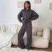 Casual Sports Women's Suit Solid Color Long Sleeve Button Lapel Pullover Sweater Lace-Up Pants Two-piece Set_ecoleips.com