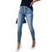 Women's Clothing Button Down Ripped Denim Skinny Pants Fashion Pencil Pants_ecoleips.com