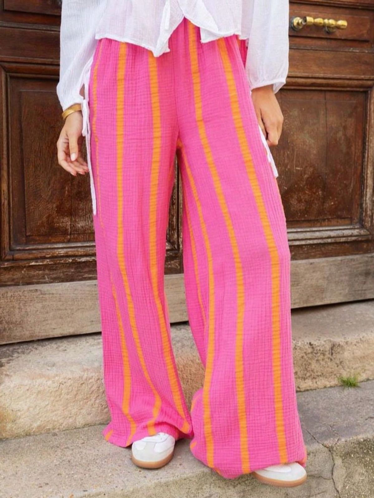 Spring/Summer Women's Fashion Striped Print Loose Straight Leg Trousers 2026 New Arrival from Independent Websites in Europe And America_ecoleips.com