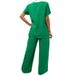Women's Casual Crossover Plus Size Top With Wide Leg Pants Irregular Summer Two Piece Set Style_ecoleips.com