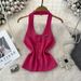 Women's Clothing Fashion Design Halter Neck Backless Single Breasted Slim Fit Knitted Vest For Women To Wear Base Shirt_ecoleips.com