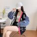 Leopard Print Knit Cardigan – Denim & Nylon-Polyester Blend Oversized Open Front Sweater | One Size | 4 Bold Colors | Y2K Streetwear_ecoleips.com