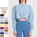 Women's Fleece Lined Short Cropped Sweatshirt Long Sleeved European American Style For Yoga Fitness Sportswear Autumn Winter Top_ecoleips.com