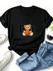 Women Crew Neck Short Sleeve T Shirt Basketball Bear Letter Graphic Tee Sporty Retro Hip Hop Loose Casual Streetwear Summer Tops_ecoleips.com
