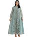 Luxury Embroidered Abaya Dress – Elegant Blue Sequin Maxi Gown For Women, Modest Dubai Style Islamic Wear With Sheer Net Fabric_ecoleips.com