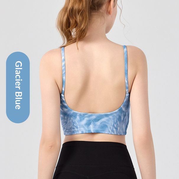 Tie-dye One-piece Yoga Tank Top Summer, Stylish Back Design, European And American Fitness Top, Camisole Bra, Shockproof_ecoleips.com