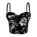 Women's Clothing Velvet Flower Print Temperament Elegant High End Bra For Inner Wear And Outer Wear Body Shaping Fishbone Bra_ecoleips.com